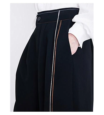 Shop Loewe Wide-leg Crepe Pants In Black