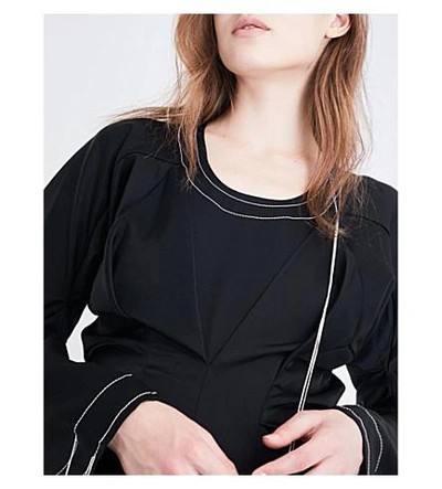 Shop Loewe Draped Satin Dress In Black