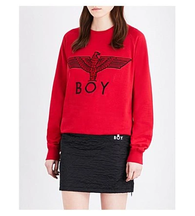 Shop Boy London Eagle-print Cotton-jersey Sweatshirt In Red
