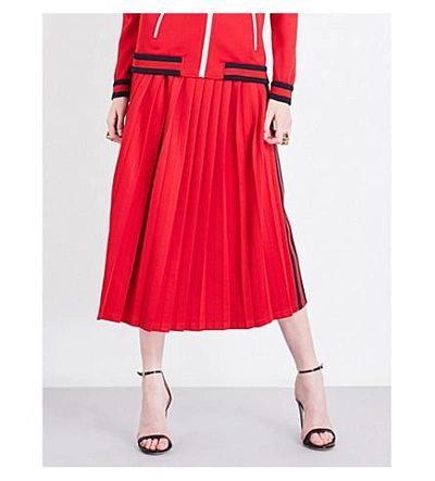 Shop Gucci Striped-sides Jersey Skirt In Red