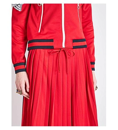 Shop Gucci Striped-sides Jersey Skirt In Red