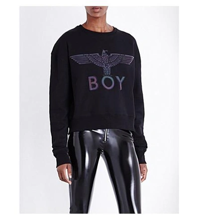 Shop Boy London Eagle Flash Jersey Sweatshirt In Black