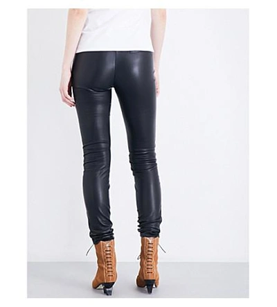 Shop Loewe Skinny High-rise Leather Pants In Black