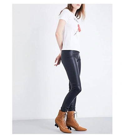 Shop Loewe Skinny High-rise Leather Pants In Black