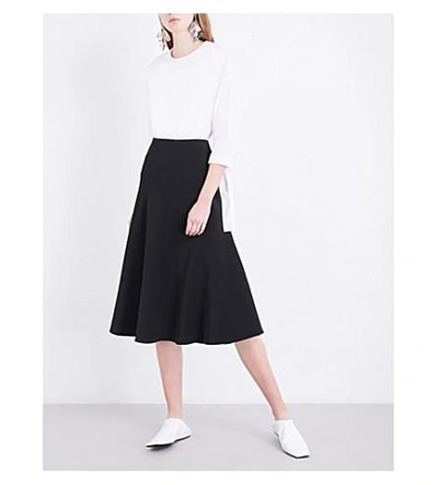Shop Rosetta Getty Bias-cut Flared Woven Skirt In Black