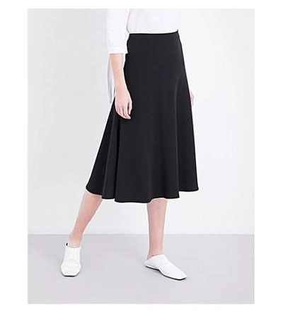 Shop Rosetta Getty Bias-cut Flared Woven Skirt In Black