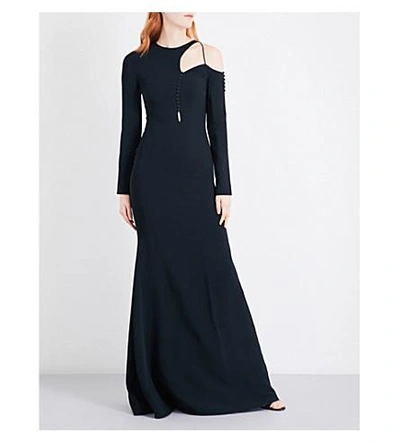 Shop Antonio Berardi Cutout Stretch-crepe Gown In Nero