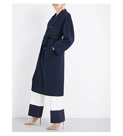Shop Max Mara Madame Double-breasted Wool And Cashmere-blend Coat In Navy