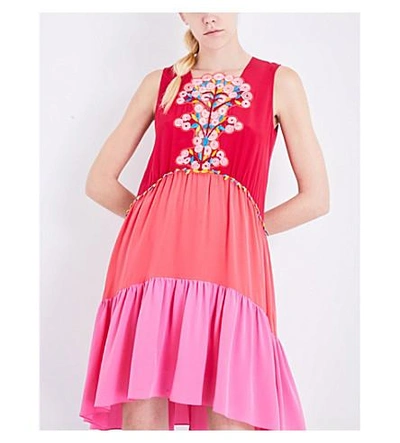 Shop Peter Pilotto Embroidered Silk Dress In Pink