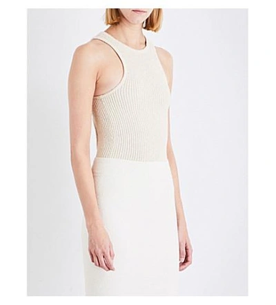 Shop Yeezy Cutout-back Knitted Body In Oatmeal