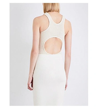 Shop Yeezy Cutout-back Knitted Body In Oatmeal