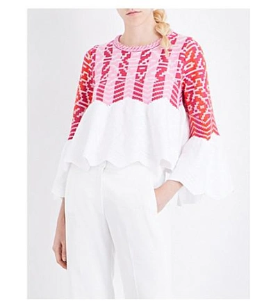 Shop Peter Pilotto Geometric Jacquard-knitted Top In Pink