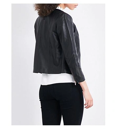 Shop Ted Baker Fai Printed-lining Leather Jacket In Black