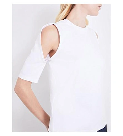Shop Dion Lee Cold-shoulder Cotton T-shirt In Ivory