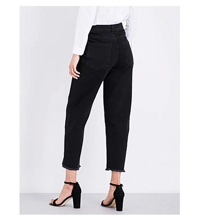 Shop Whistles Barrel-leg High-waisted Regular-fit Jeans In Black
