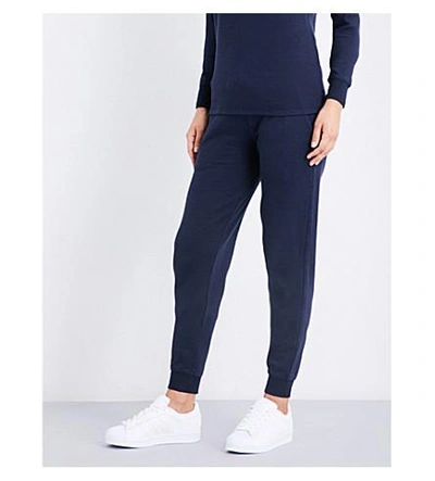 Shop Sunspel Relaxed-fit Cotton-jersey Track Pants In Navy