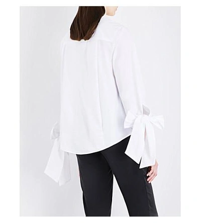 Shop Clu Bow-sleeve Cotton-poplin Shirt In White