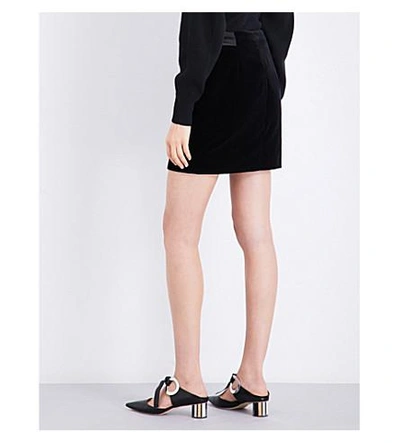 Shop Mugler Zip-detail Velvet Mini Skirt In Black