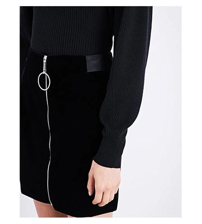 Shop Mugler Zip-detail Velvet Mini Skirt In Black