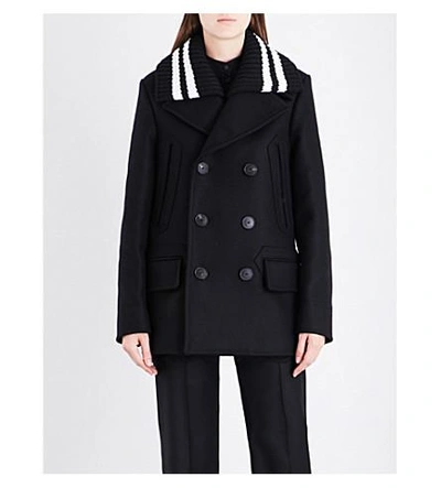 Shop Givenchy Double-breasted Wool-blend Coat In Black