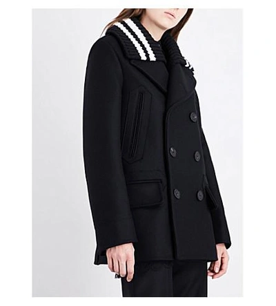 Shop Givenchy Double-breasted Wool-blend Coat In Black