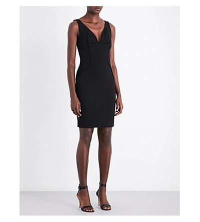 Shop Mugler V-neck Sleeveless Stretch-jersey Dress In Black