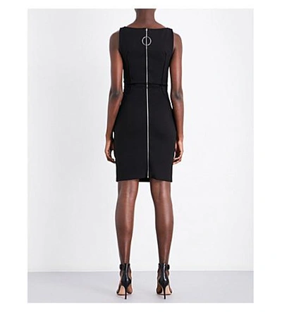 Shop Mugler V-neck Sleeveless Stretch-jersey Dress In Black