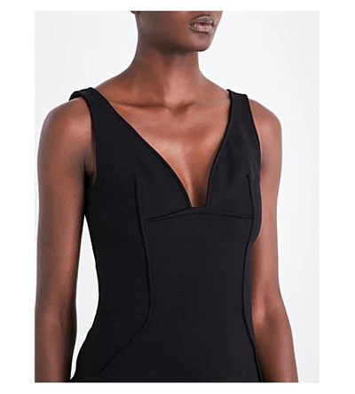 Shop Mugler V-neck Sleeveless Stretch-jersey Dress In Black