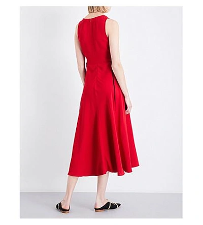 Shop Tome Lace-up Crepe Midi Dress In Red
