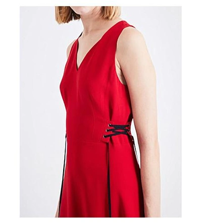 Shop Tome Lace-up Crepe Midi Dress In Red