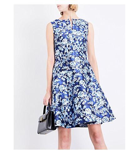 Oscar De La Renta Graphic Floral-print Silk-blend Mini Dress In ...