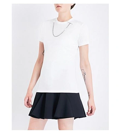Shop Mugler Chain-detail Cotton T-shirt In White