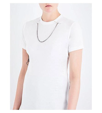 Shop Mugler Chain-detail Cotton T-shirt In White