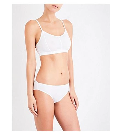 Shop Sunspel Soft-cup Cotton-jersey Bralette In White