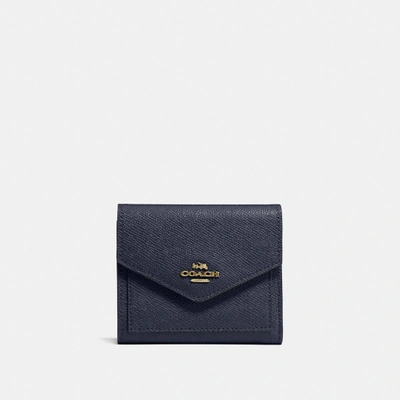 Shop Coach Small Wallet In Navy/light Gold