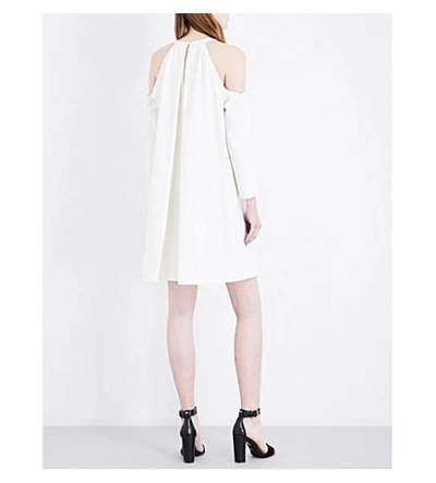 Shop Ted Baker Cold-shoulder Cotton-blend Dress In White