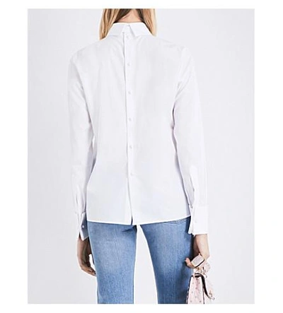 Shop Valentino Bow-detail Cotton-poplin Shirt In White