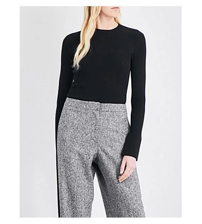 Shop Sportmax Acca Ribbed-knit Sweater In Black