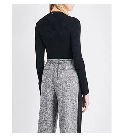 Shop Sportmax Acca Ribbed-knit Sweater In Black