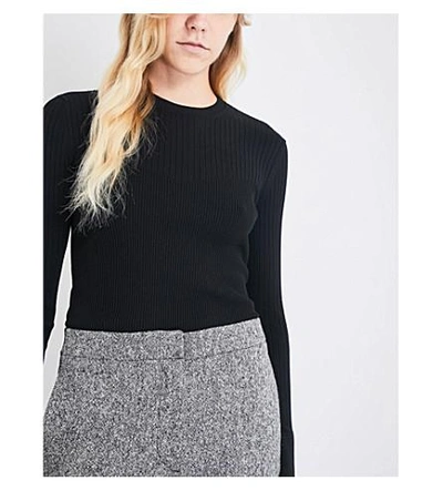 Shop Sportmax Acca Ribbed-knit Sweater In Black