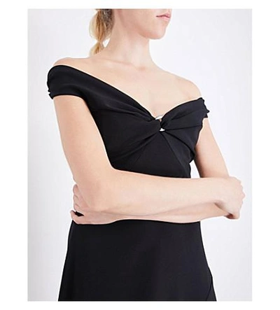 Shop Peter Pilotto Off-the-shoulder Crepe Dress In Black