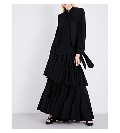 Shop Antonio Berardi Layered Silk-crepe Maxi Skirt In Nreo