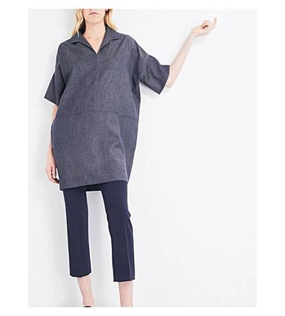 Shop Max Mara Raid Wool Dress In Navy