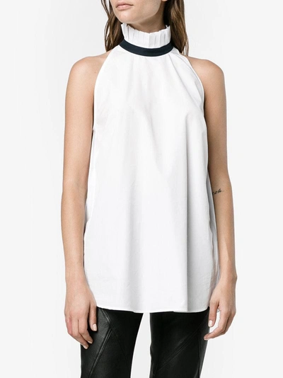 Shop Monographie Pleated Back Sleeveless Shirt In White