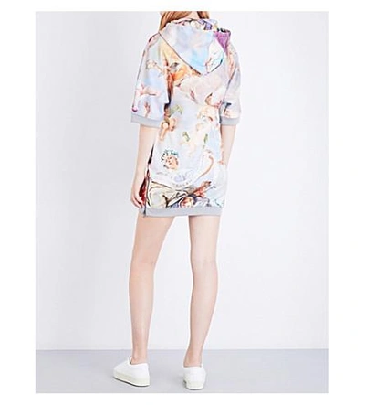 Shop Moschino Hooded Jersey Mini Dress In Multi