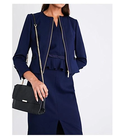 Shop Ted Baker Bow-detailed Woven Jacket In Navy