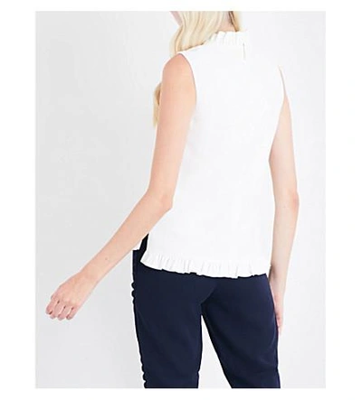 Shop Ted Baker Sleeveless Frill-detail Crepe Top In Ivory