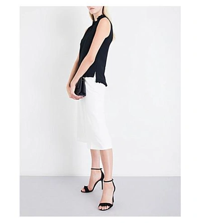 Shop Ted Baker Sleeveless Frill-detail Crepe Top In Black