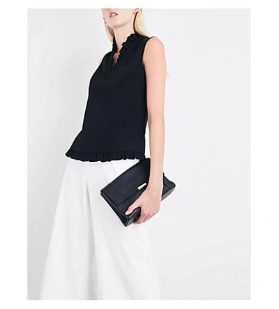 Shop Ted Baker Sleeveless Frill-detail Crepe Top In Black