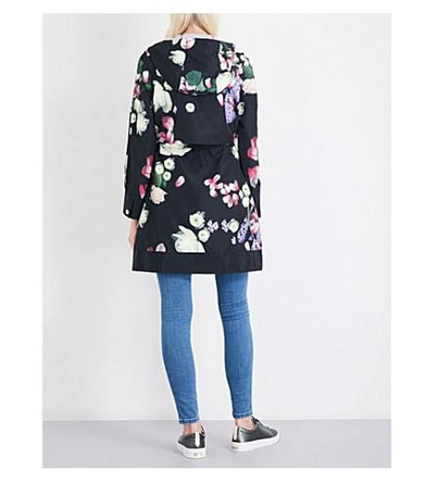 Shop Ted Baker Kensington Floral-print Shell Parka In Black